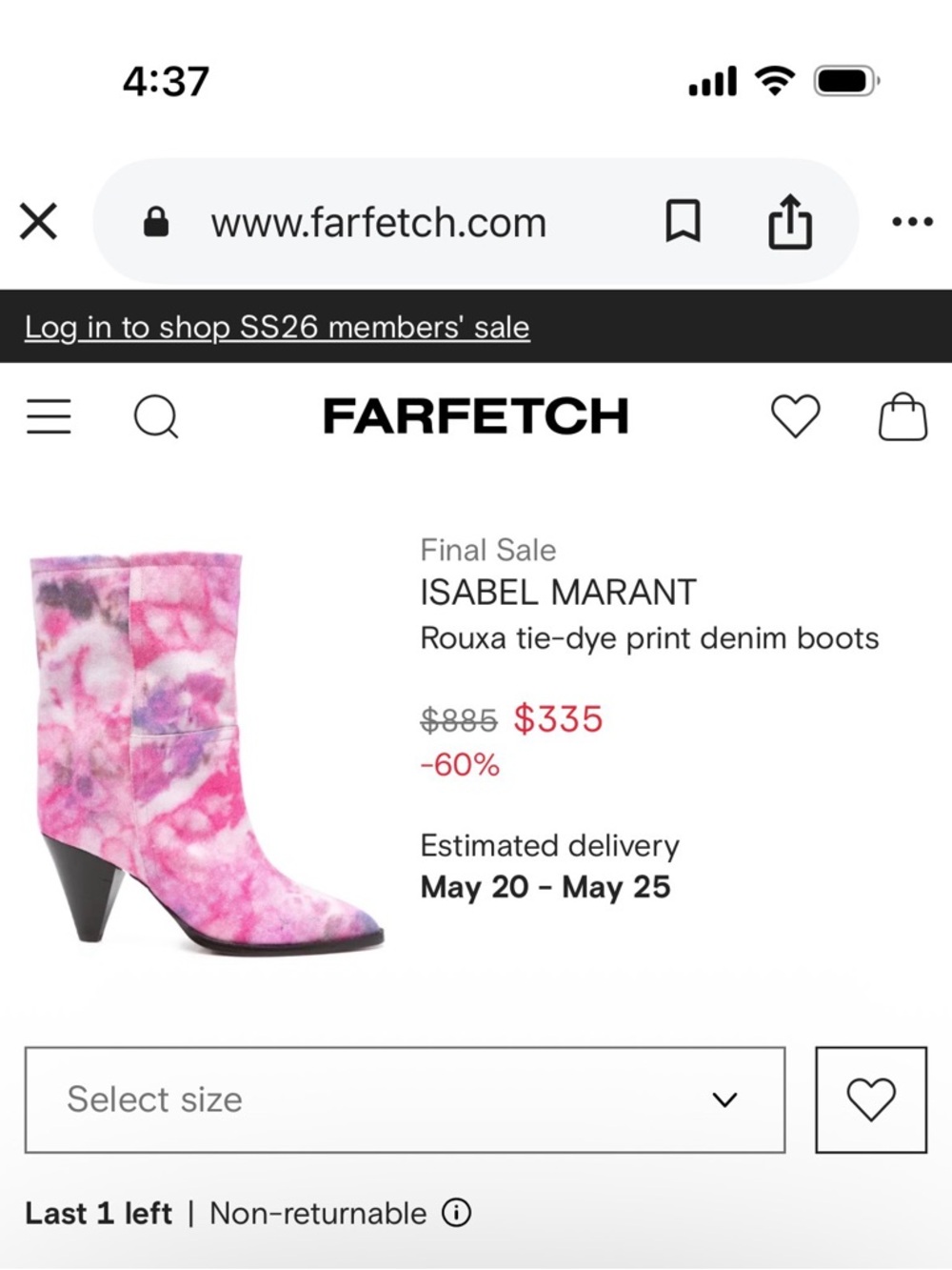 Isabel Marant Pink Tie-Dye Rouxa Denim Mid-Heel Boots